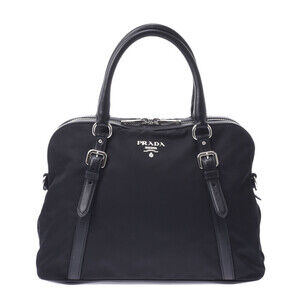 PRADA Handbag Black Nylon Leather Bag